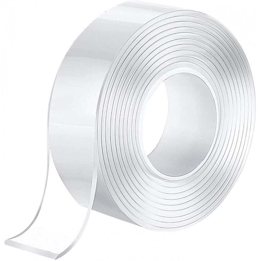 Ruban Adhésif Nano Réutilisable,Ruban adhésif Lavable sans Traces,Multifonctionnel Traceless Double Face, Adhésif Anti-Slip pour Verre, Plastique, Bois, Métal, Papier, etc.